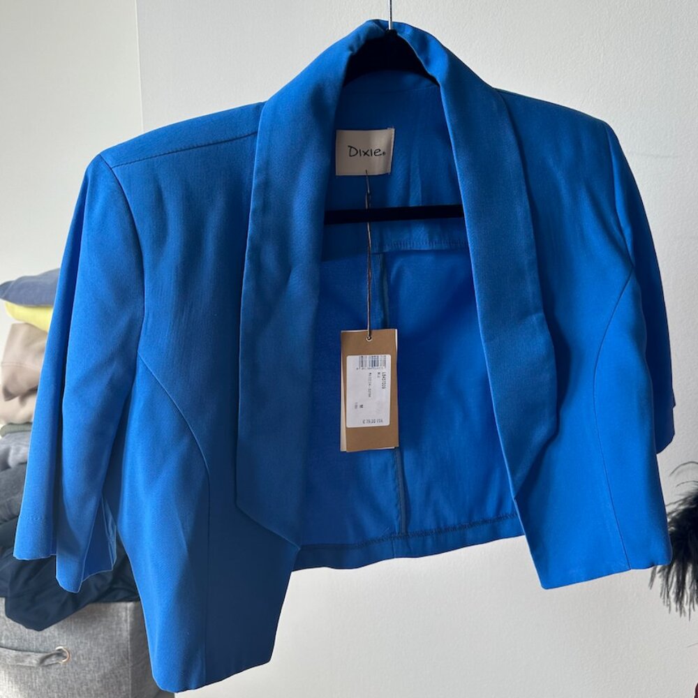 Cobalt Blue Cropped Blazer by Dixie size M